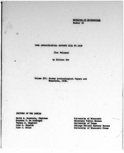 Iowa archaeological reports 1934 to 1939. Volume XII, Sundry archaeological papers and memoranda, 1939