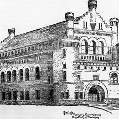 Architect's drawing of the Armory and Gymnasium