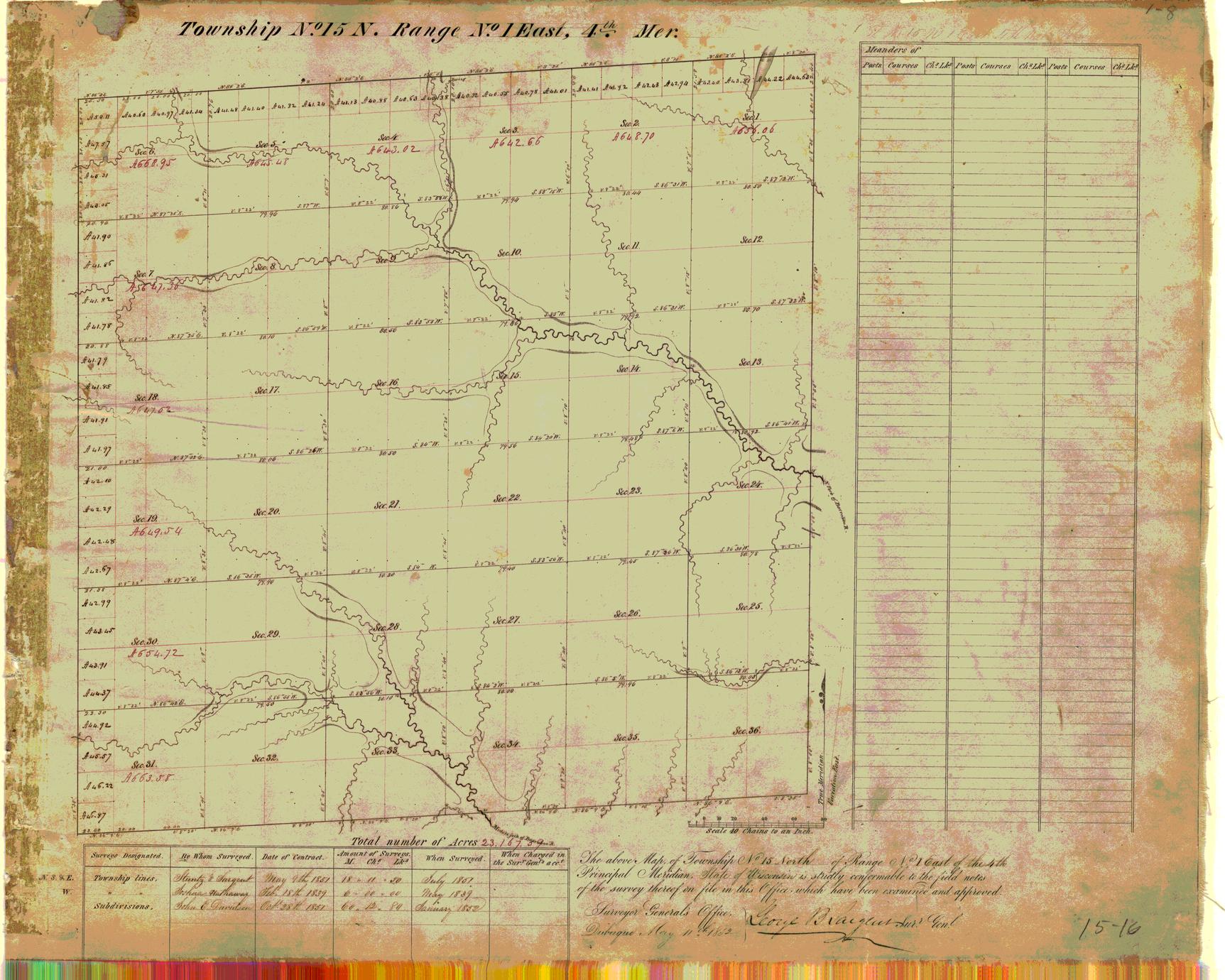 [Public Land Survey System map: Wisconsin Township 15 North, Range 01 East]