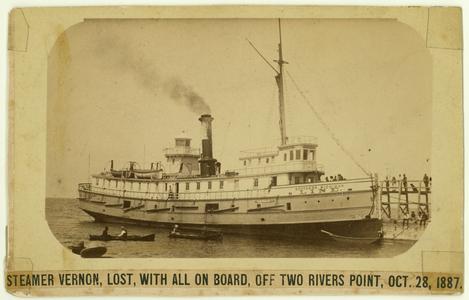 Steamer Vernon, lost, with all on board off Two Rivers Point, Oct. 28, 1887