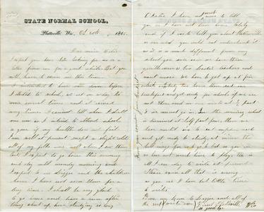 Letter of Jane Curkeet, a student of the Platteville Normal School