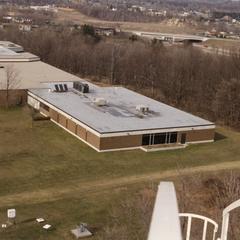 Aerial shot of library looking north from water tower