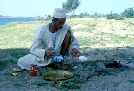 Farmer Making Tea by the Nile River