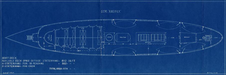 Drawing of boat deck of the America