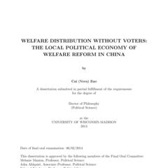 Welfare Distribution without Voters: The Local Political Economy of Welfare Reform in China
