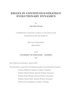 Essays in Continuous-Strategy Evolutionary Dynamics