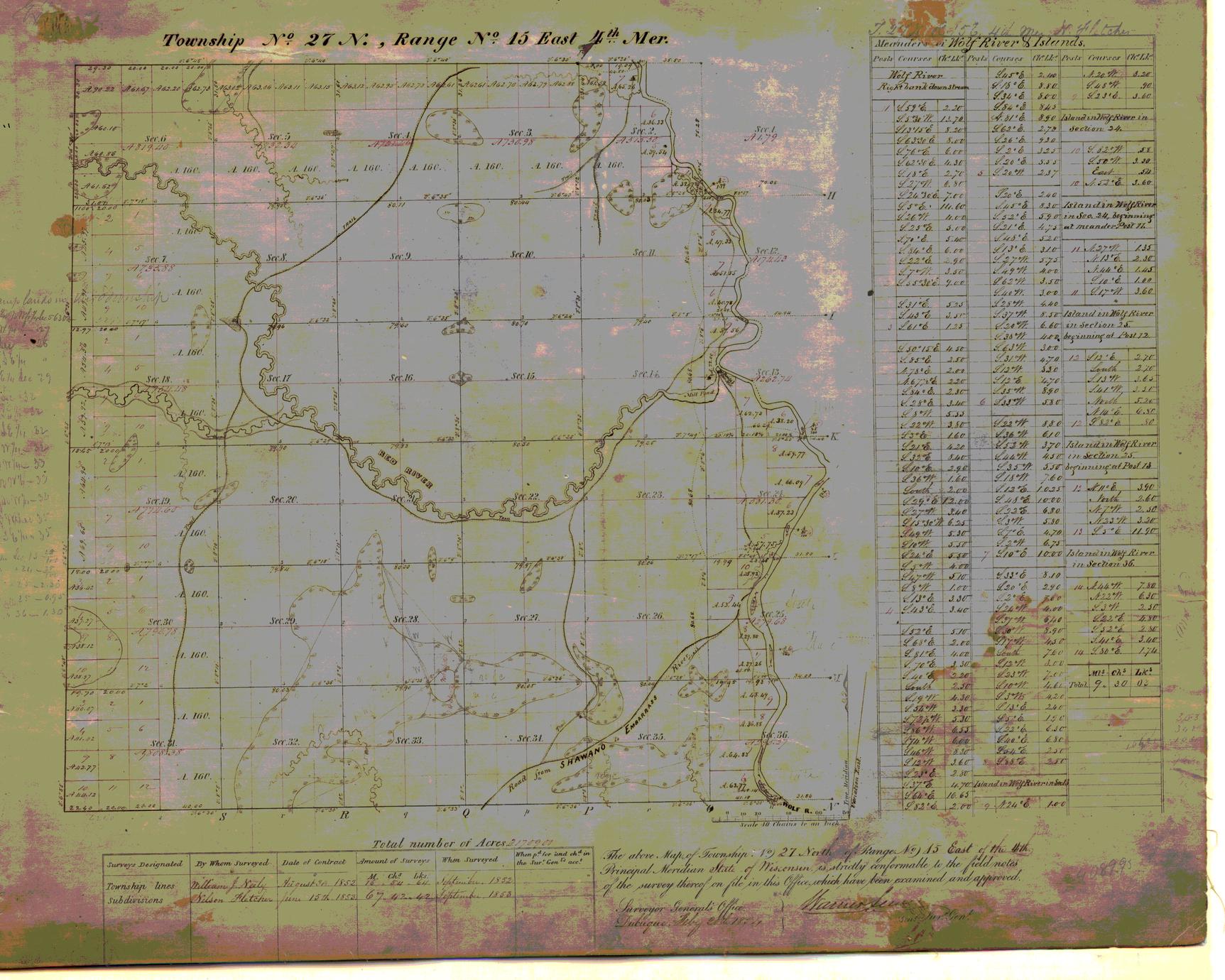 [Public Land Survey System map: Wisconsin Township 27 North, Range 15 East]
