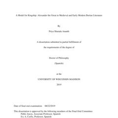 A Model for Kingship: Alexander the Great in Medieval and Early Modern Iberian