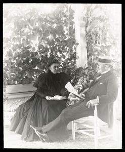 Mr. and Mrs. Frederick S. Newell on porch