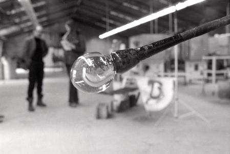 Harvey Littleton blowing glass