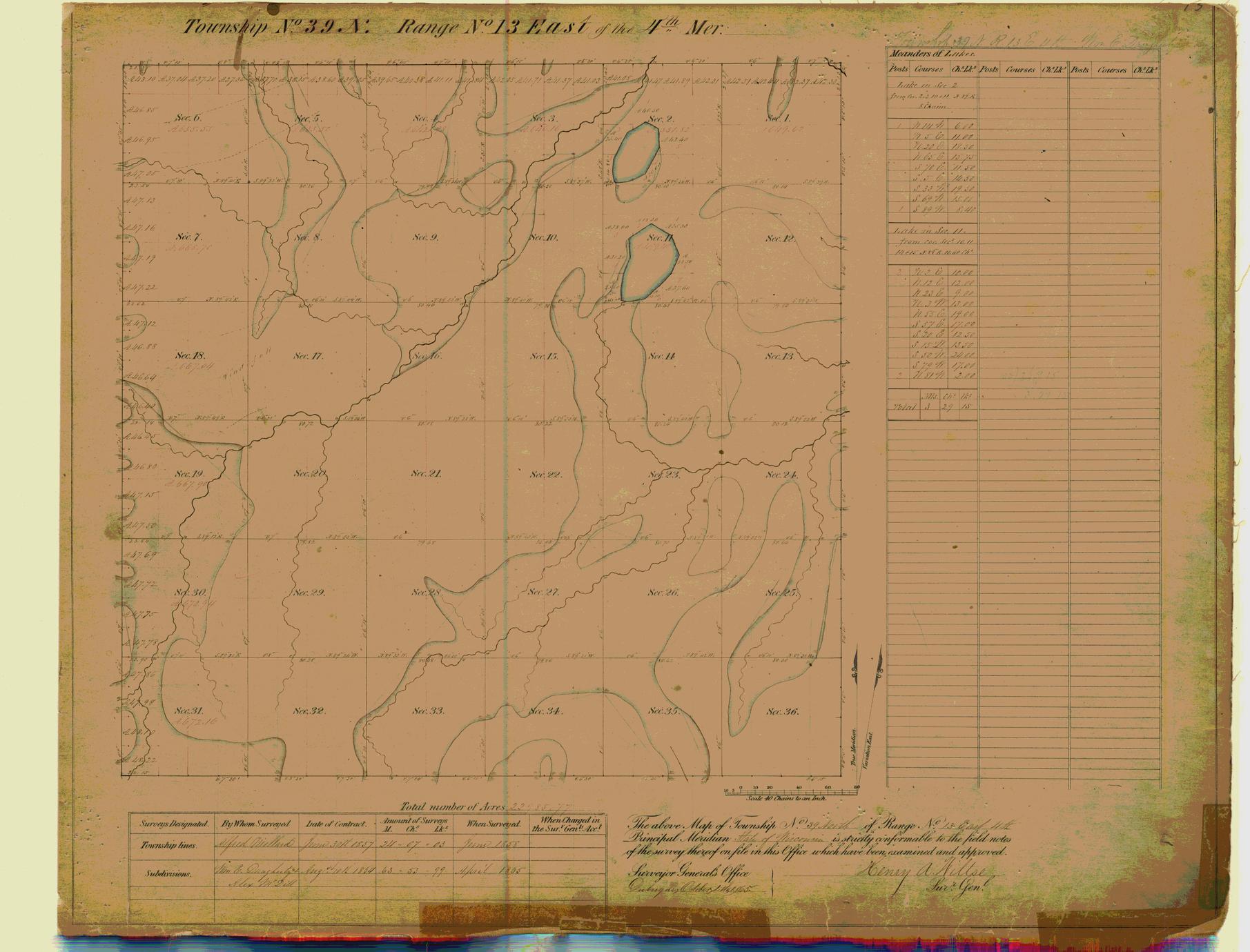 [Public Land Survey System map: Wisconsin Township 39 North, Range 13 East]
