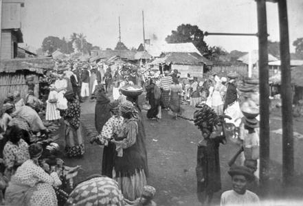 Market Scene on Krootown Road, Freetown, Circa 1890