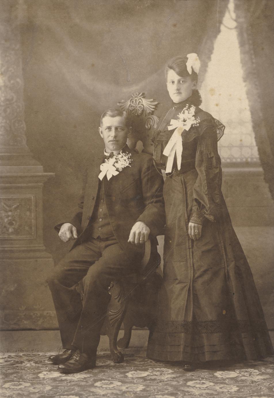 Jacob Frick and Amalia Tschudy Frick wedding portrait