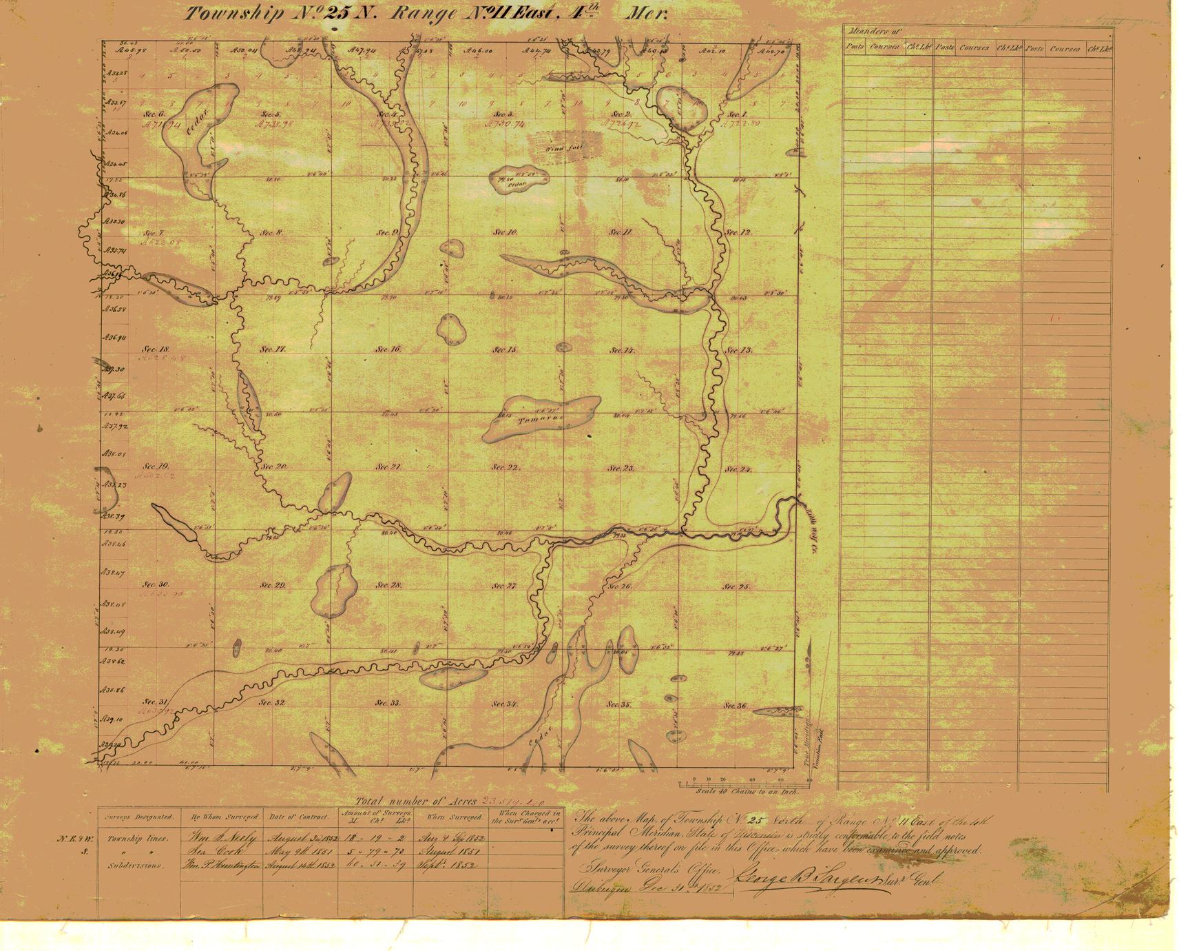 [Public Land Survey System map: Wisconsin Township 25 North, Range 11 East]