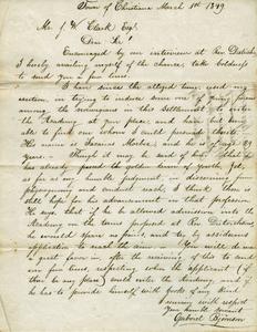 Letter addressed to J. W. Clark of the Platteville Academy from Gabriel Bjornson