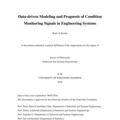 Data-driven Modeling and Prognosis of Condition Monitoring Signals in Engineering Systems