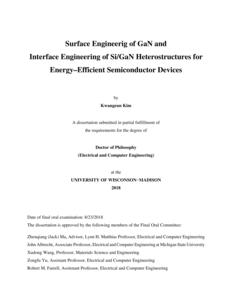 Surface Engineering of GaN and Interface Engineering of Si/GaN Heterostructures for Energy-Efficient Semiconductor Devices