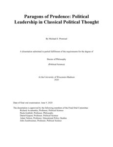 Paragons of Prudence: Political Leadership in Classical Political Thought
