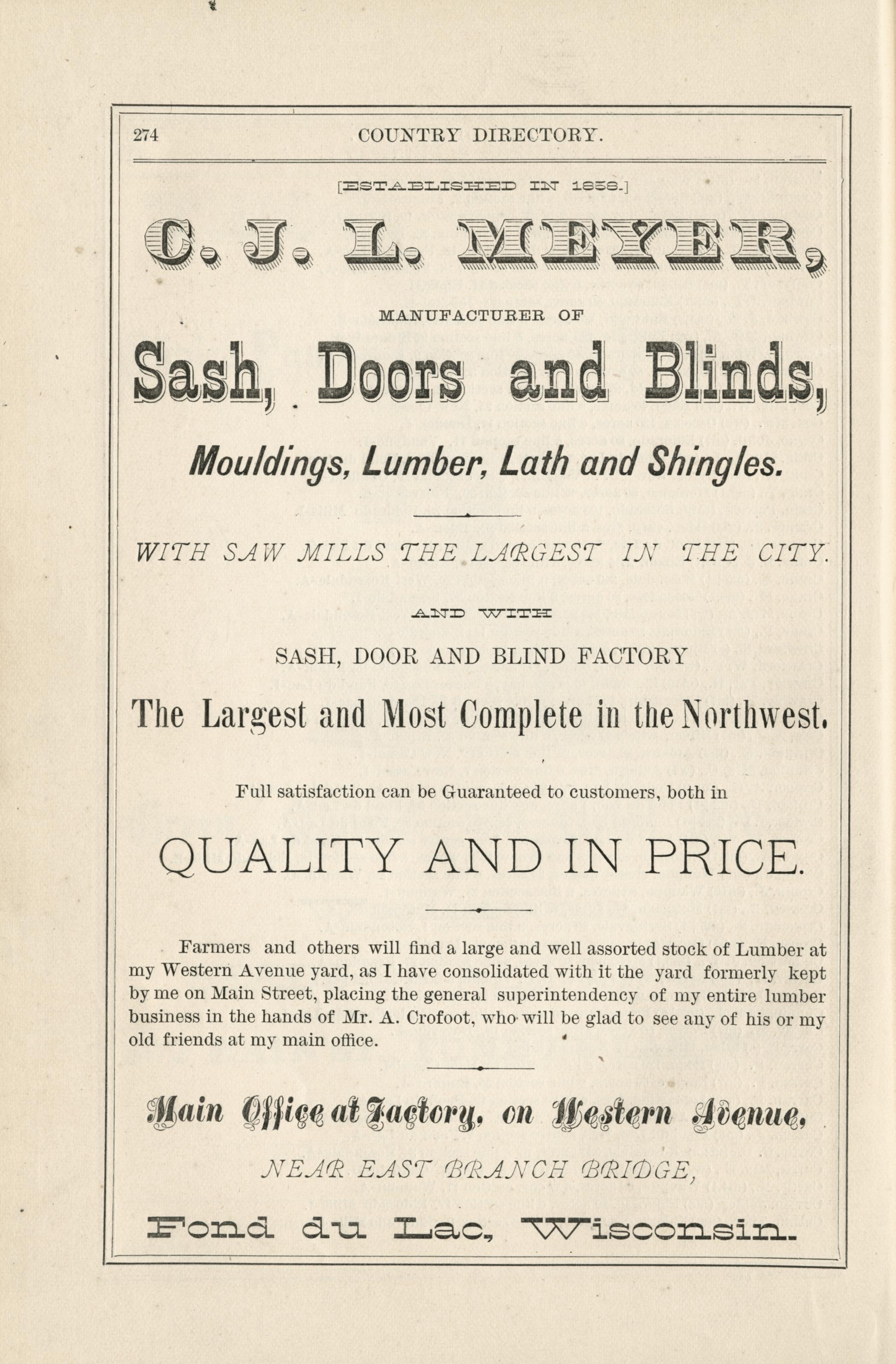 Centennial 1876 directory of Fond du Lac County, Wisconsin, containing