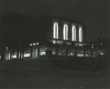 Theater wing at night
