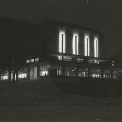 Theater wing at night