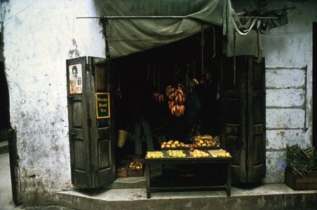 Small Fruit Shop Typical of Shops Found in Narrow Closely-Built Houses in Central Zanzibar Town