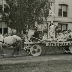 Athenaeum float at homecoming for Platteville Normal School