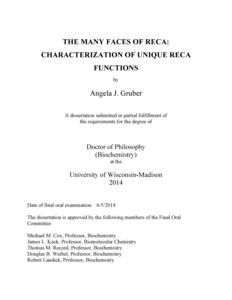The many faces of RecA: Characterization of unique RecA functions