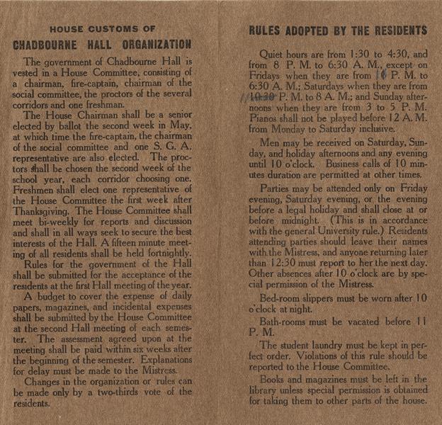 ‎Rules of Chadbourne Hall UWDC UWMadison Libraries