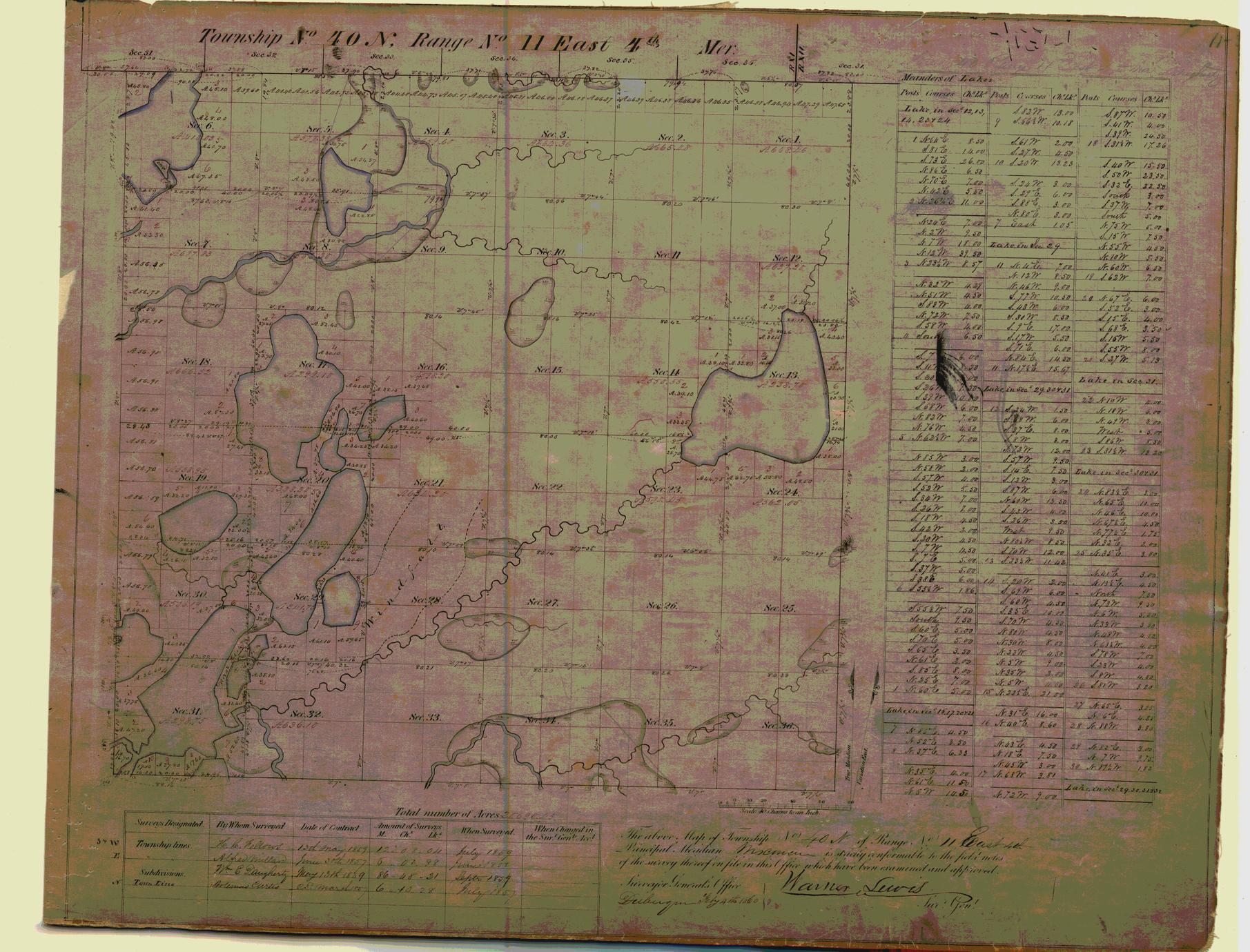 [Public Land Survey System map: Wisconsin Township 40 North, Range 11 East]