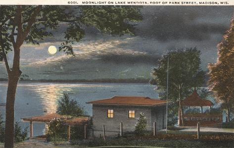 Moonlight on Lake Mendota postcard