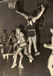 Men playing basketball, University of Wisconsin--Marshfield/Wood County