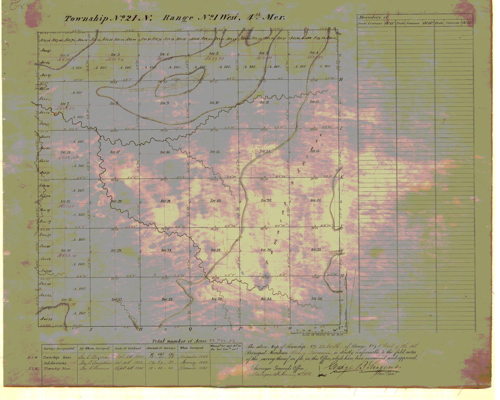 [Public Land Survey System map: Wisconsin Township 21 North, Range 01 West]