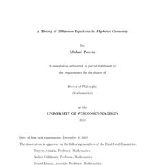 A Theory of Difference Equations in Algebraic Geometry