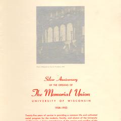 Silver anniversary of the opening of the Memorial Union