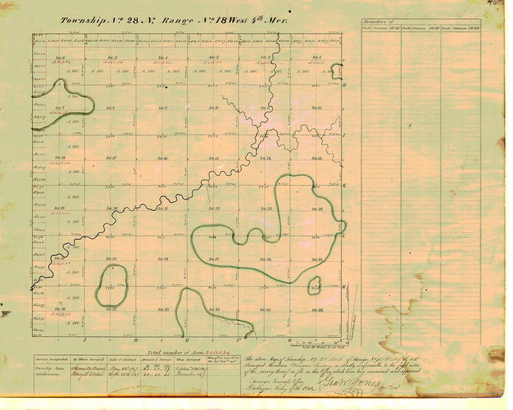 [Public Land Survey System map: Wisconsin Township 28 North, Range 18 West]