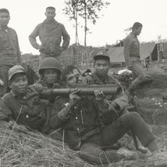 Lao government soldiers at Km 27, Route 23 attempting to take back Pakxong in Sedone Province