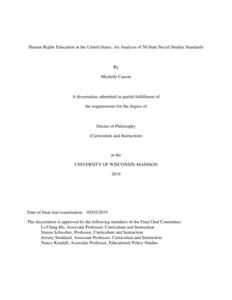 Human Rights Education in the United States: An Analysis of 50 State Social Studies Standards