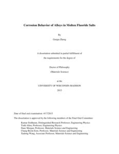 Corrosion Behavior of Alloys in Molten Fluoride Salts