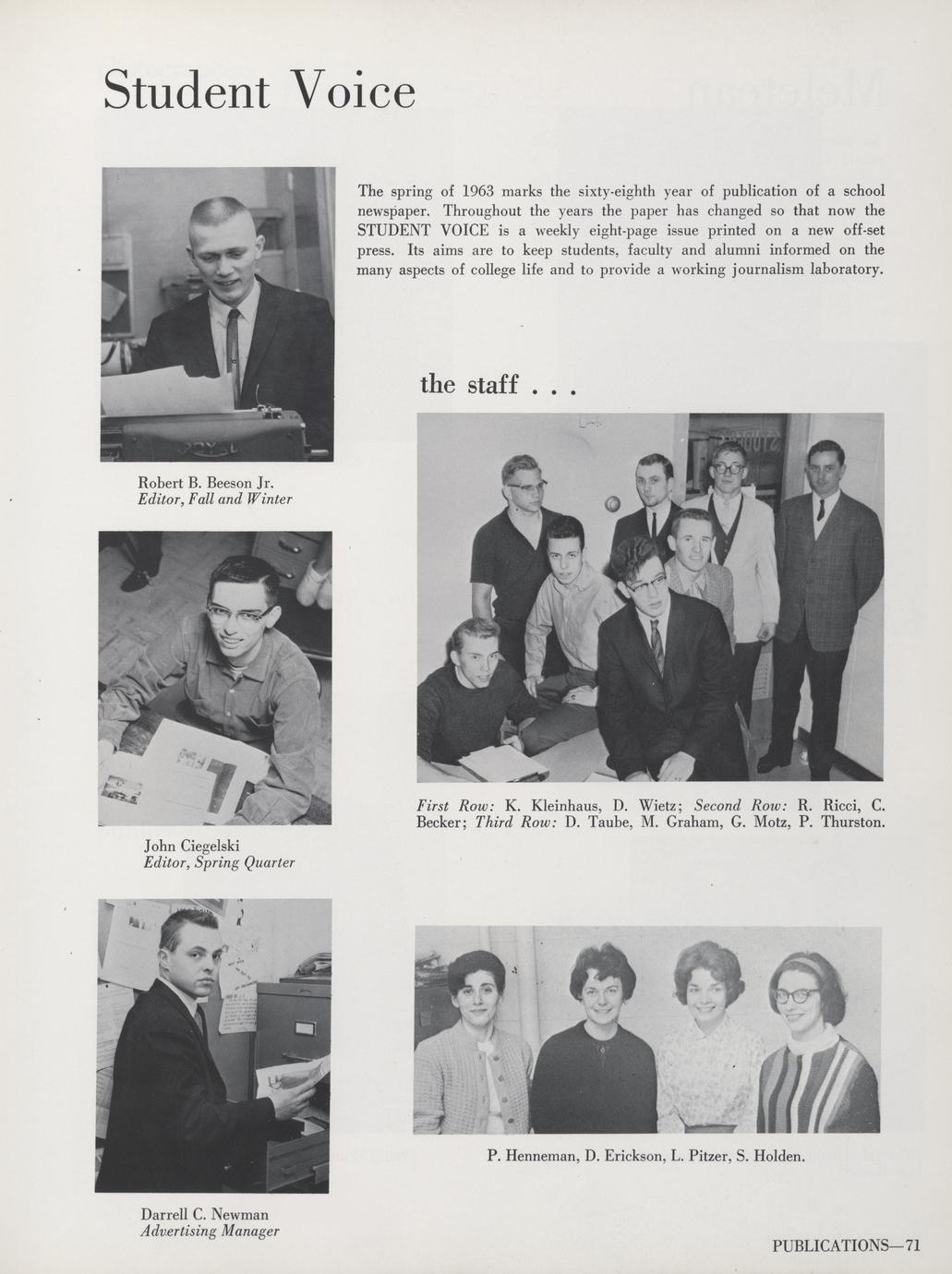 Meletean 1963 Wisconsin State College, where the free spirit prevails
