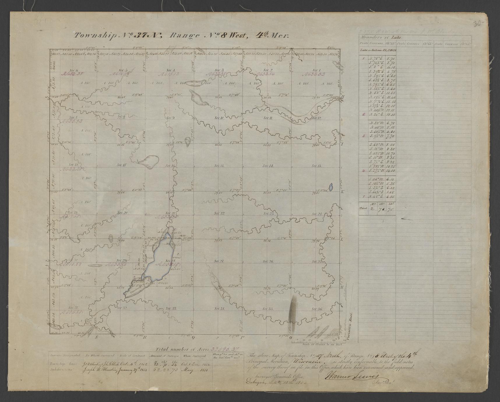[Public Land Survey System map: Wisconsin Township 37 North, Range 08 West]