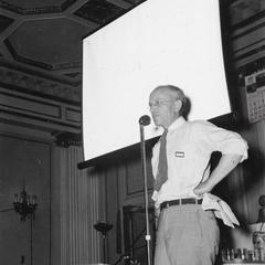 Aldo Leopold speaking at Wisconsin Conservation Congress meeting