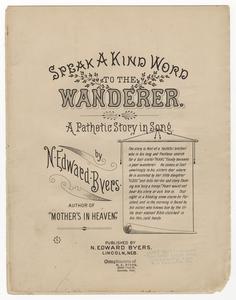 Speak a kind word to the wanderer