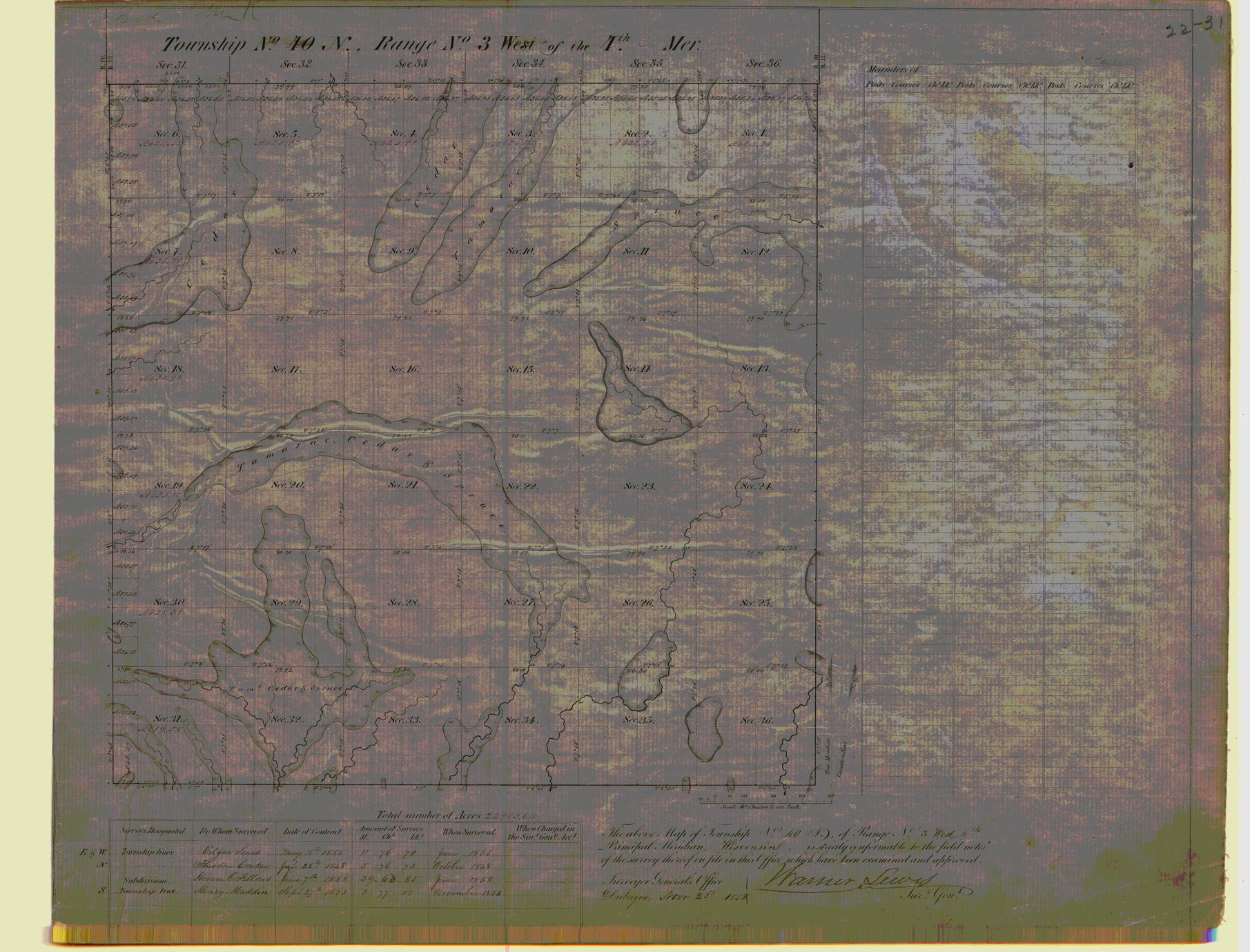 [Public Land Survey System map: Wisconsin Township 40 North, Range 03 West]