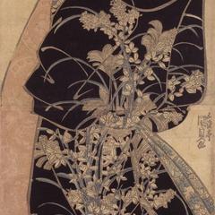 Courtesan in Black Robe with Pattern of Autumn Flowers