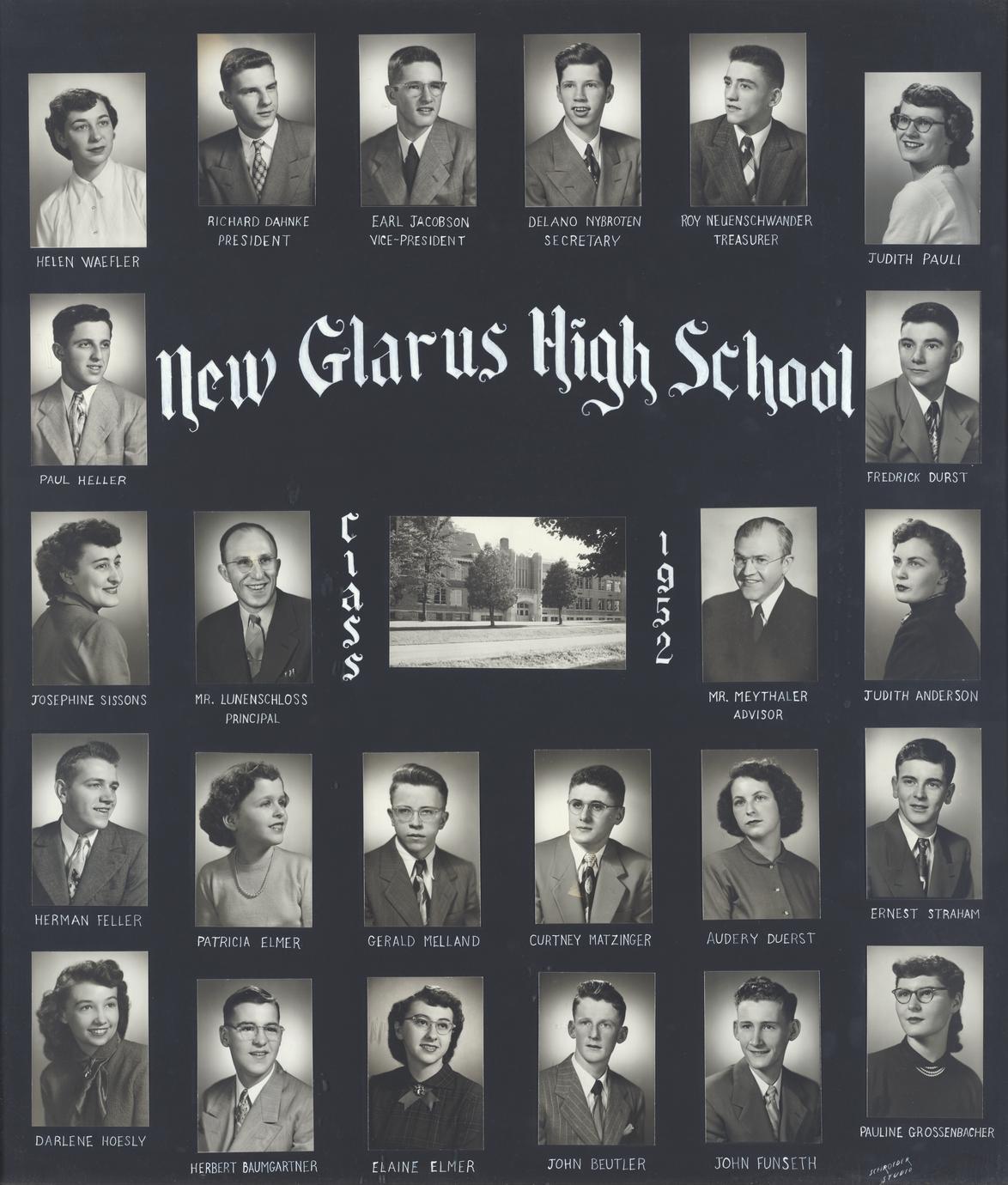‎1952 New Glarus High School graduating class UWDC UWMadison Libraries