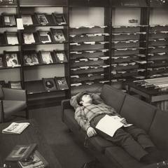 Student sleeping in the UW-Waukesha Library