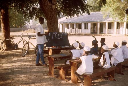 Elementary School Class Being Conducted Outdoors in Northern Nigeria