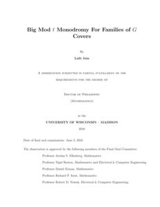 Big Mod $\ell$ Monodromy For Families of $G$ Covers