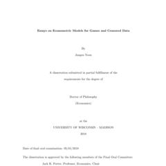 Essays on Econometric Models for Games and Censored Data